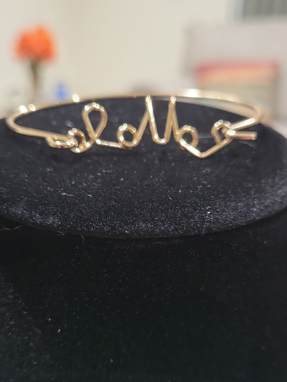 Gold LOVE Script Name Bangle Bracelet - Women Jewelry